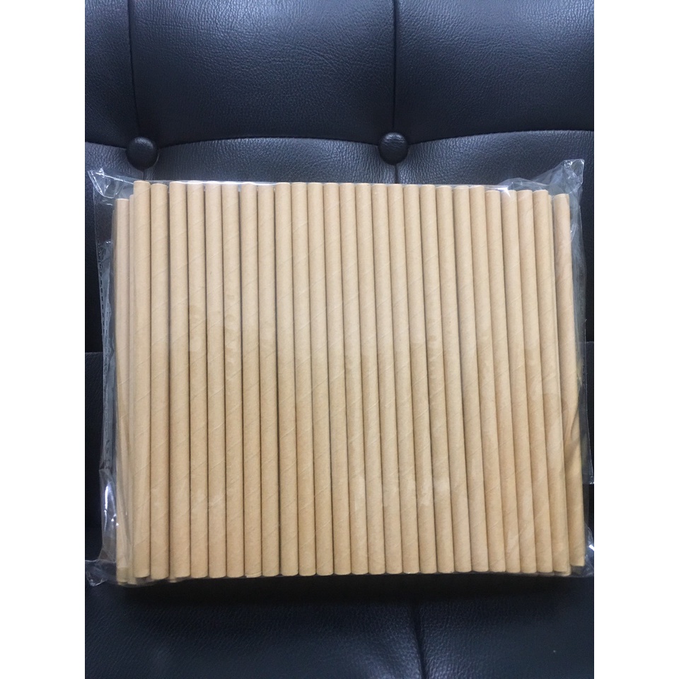 100 ống hút giấy phi 8 uống sinh tố, trân châu nhỏ, thạch cafe, cafe đá xay,...