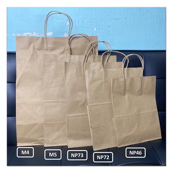 Set 10 Túi nâu/ trắng glassine dl 58gsm có quai tròn, giấy kraft cao cấp