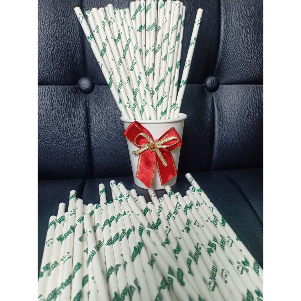 50 Ống Hút Giấy Phi 6 party nhiều màu ống cafe, sinh tố, màu GIáng Sinh Noel, Lễ, Tết