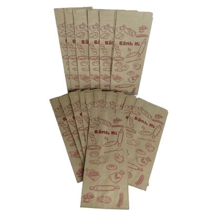 Set 50 túi giấy thấm dầu bánh mì giấy nâu kraft cao cấp 24x10x4cm, túi bánh mỳ thấm dầu