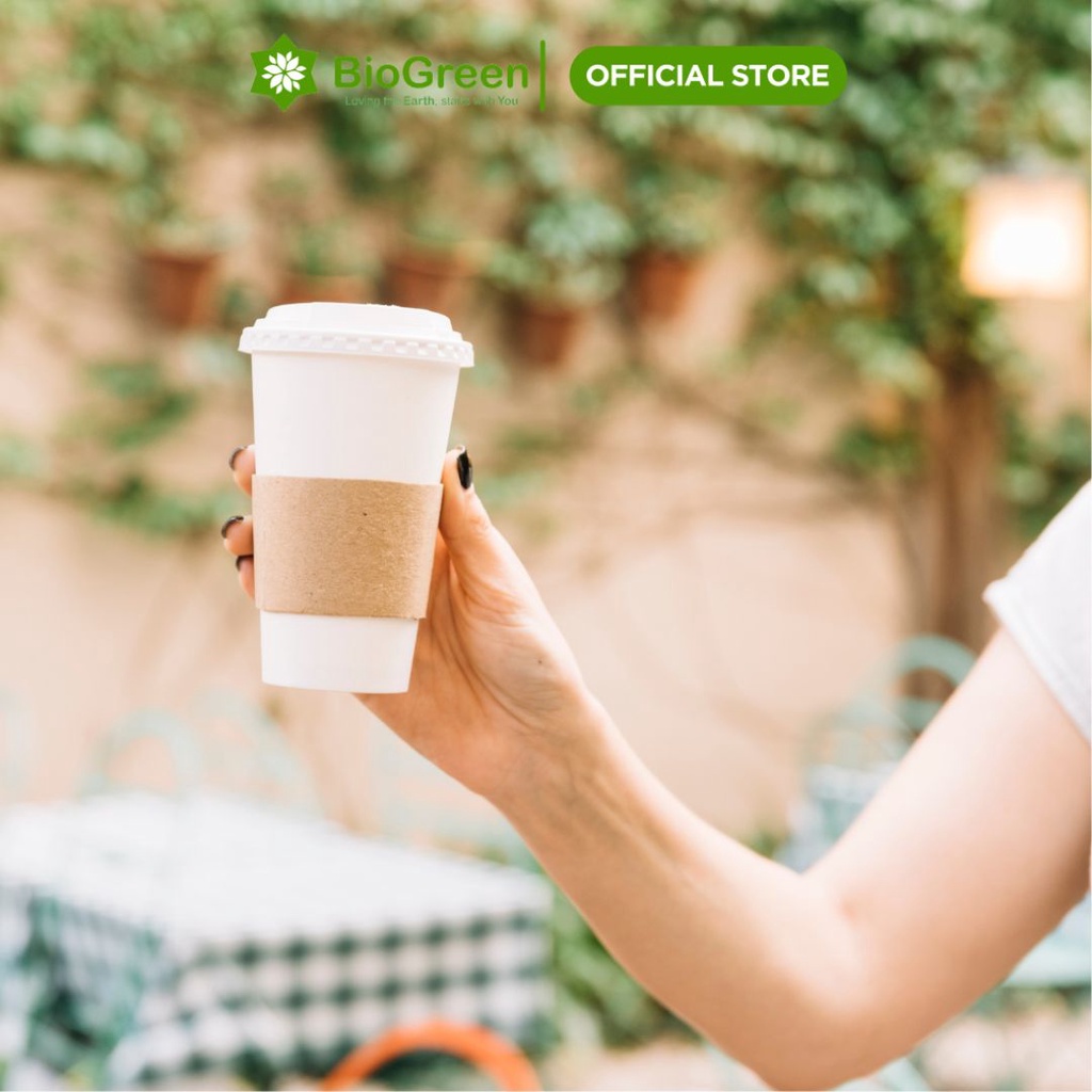 Set 50 Tay Quai Ly Giấy chống nóng cà phê dùng 1 lần - ly 10oz, 120z, 16oz, 18oz