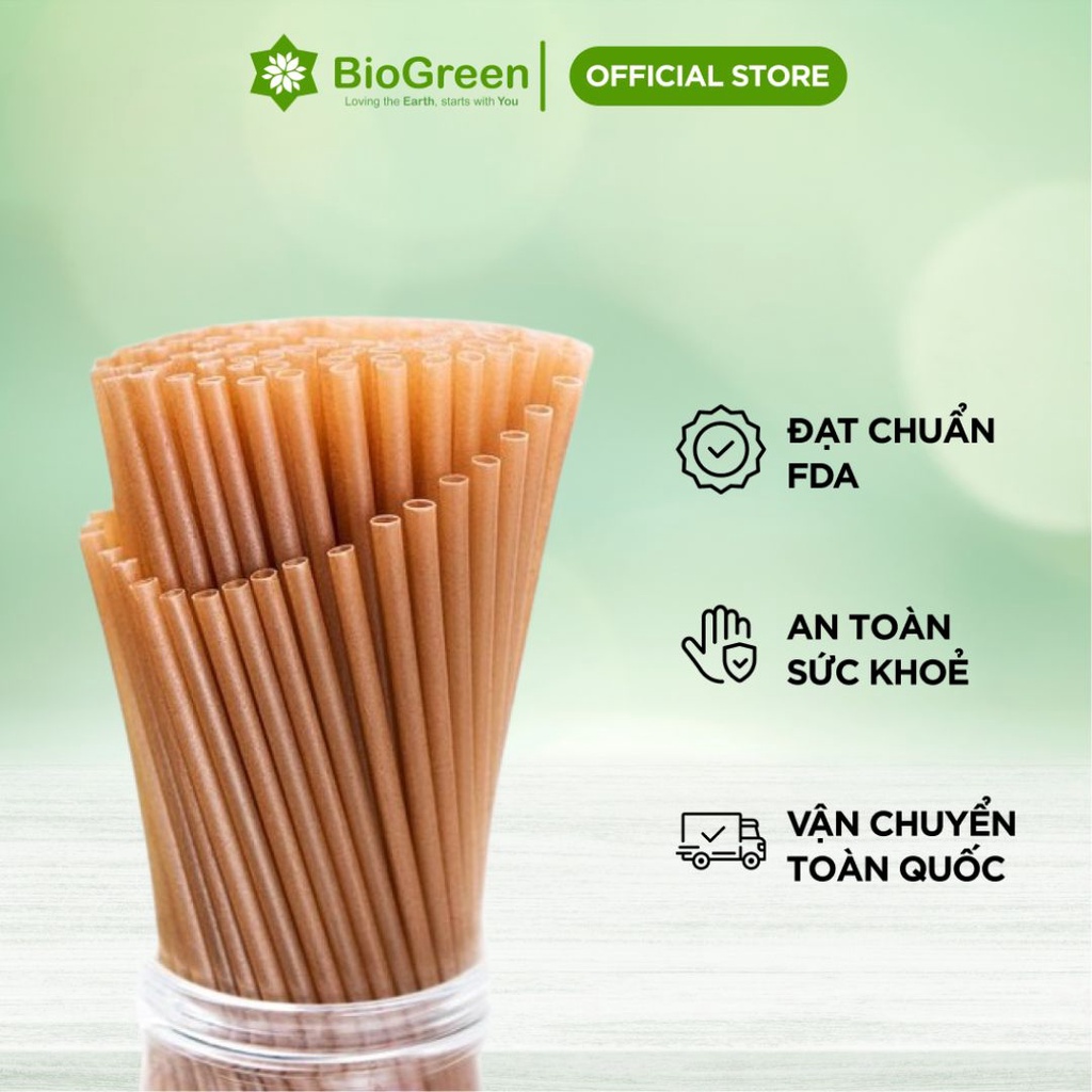 Thùng 1000 PHI 6, 8 ỐNG HÚT BÃ MÍA Biogreen KHÔNG PE - không tan trong nước thân thiện môi trường