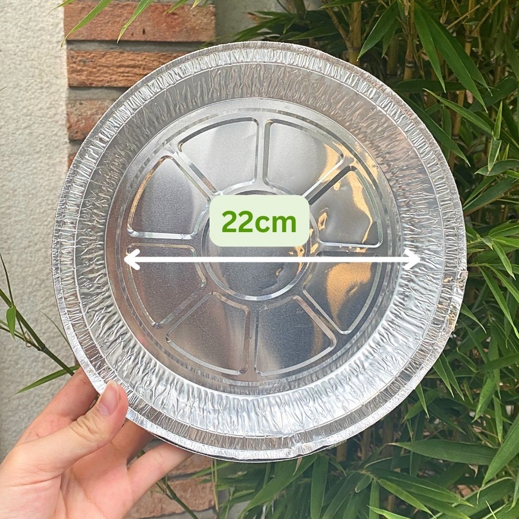 Set 10 Khay Giấy Bạc/Khuôn Đĩa Nhôm 22cm Đựng Thức Ăn, Thực Phẩm Lót Nồi Chiên Không Dầu, Lò Nướng