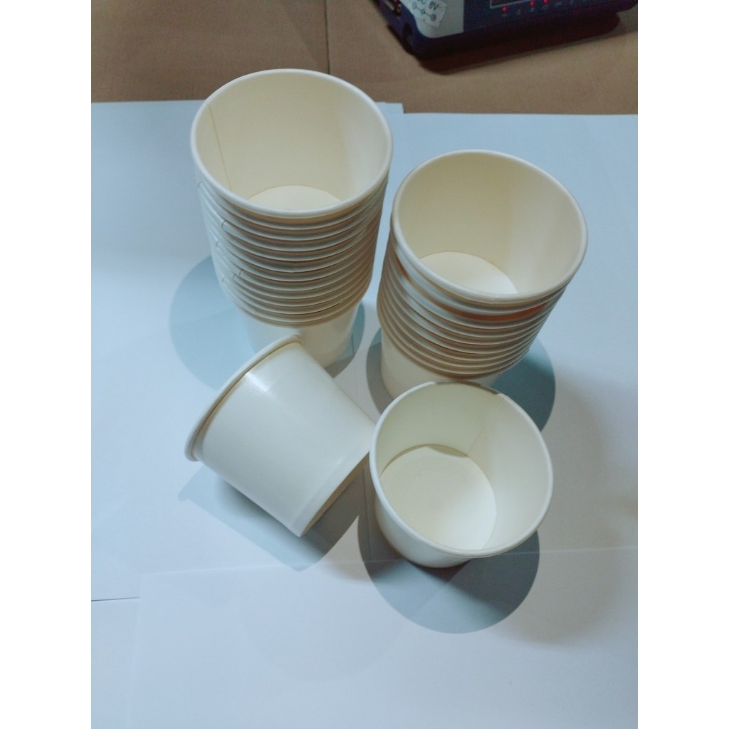 50 chén/ cốc giấy trắng 230gsm cao cấp 4.5oz - 130ml chén giấy đựng kem dùng 1 lần