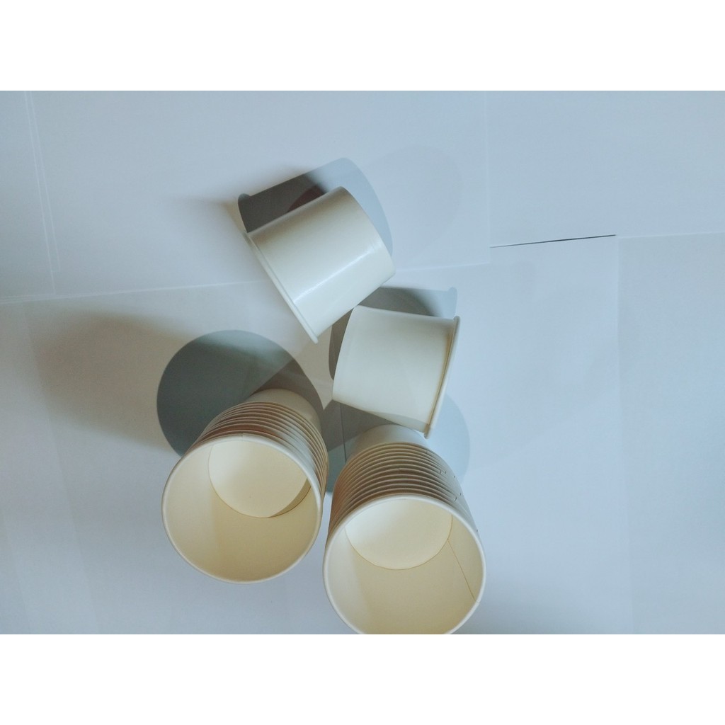 50 chén/ cốc giấy trắng 230gsm cao cấp 4.5oz - 130ml chén giấy đựng kem dùng 1 lần