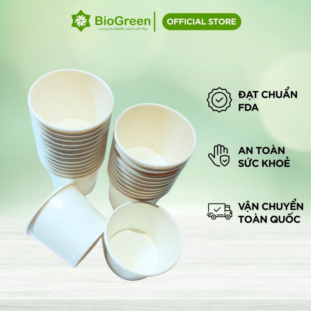 50 chén/ cốc giấy trắng 230gsm cao cấp 4.5oz - 130ml chén giấy đựng kem dùng 1 lần