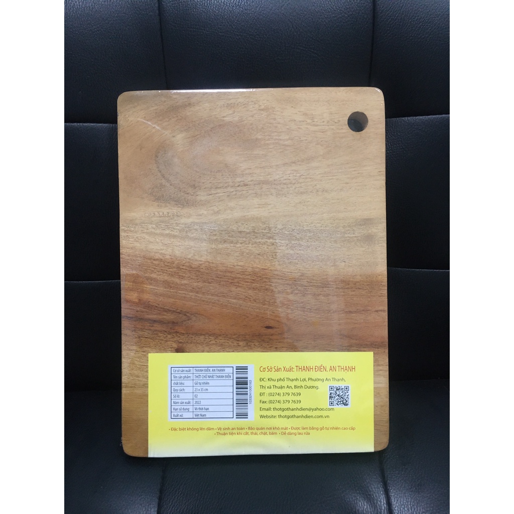 Thớt gỗ xà cừ hình chữ nhật 21 x 29 cm cắt rau củ, thực phẩm, decor
