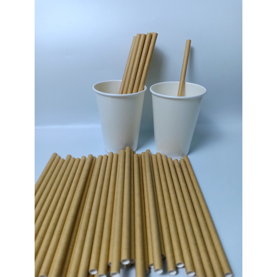100 ống hút giấy phi 8 uống sinh tố, trân châu nhỏ, thạch cafe, cafe đá xay,...