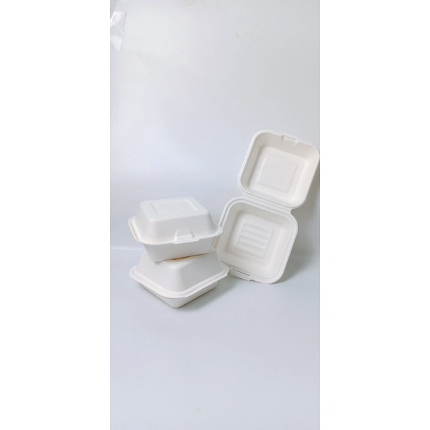 50 hộp bã mía vuông 500ml đựng bánh kem, hamburger, bento cake,....