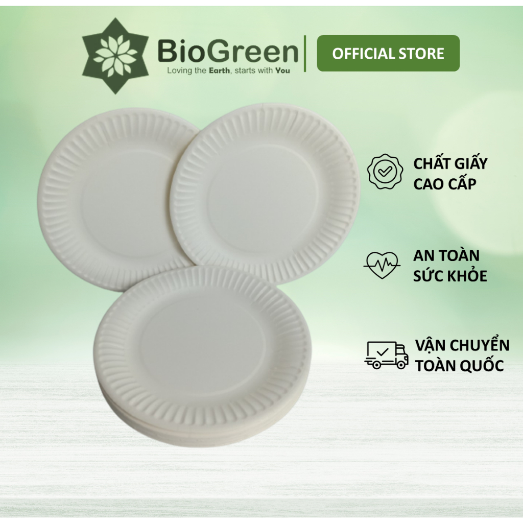 20 dĩa/ đĩa giấy đường kính 15cm, 18cm, 20cm dùng 1 lần ăn bánh kem, trái cây, salad, picnic,...