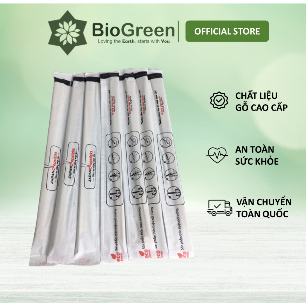 100 đôi đũa gỗ bọc màng giấy kín dùng 1 lần