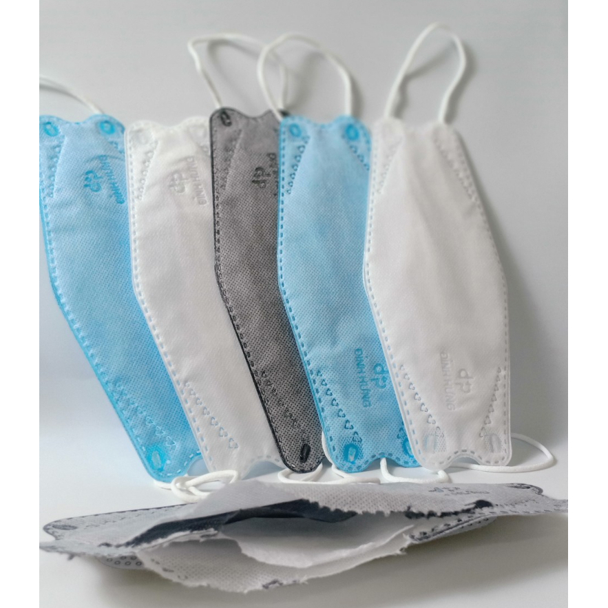 10 khẩu trang y tế 4 lớp 4D kháng khuẩn lọc bụi Đỉnh Hưng chính hãng, khẩu trang KF94 quai mềm
