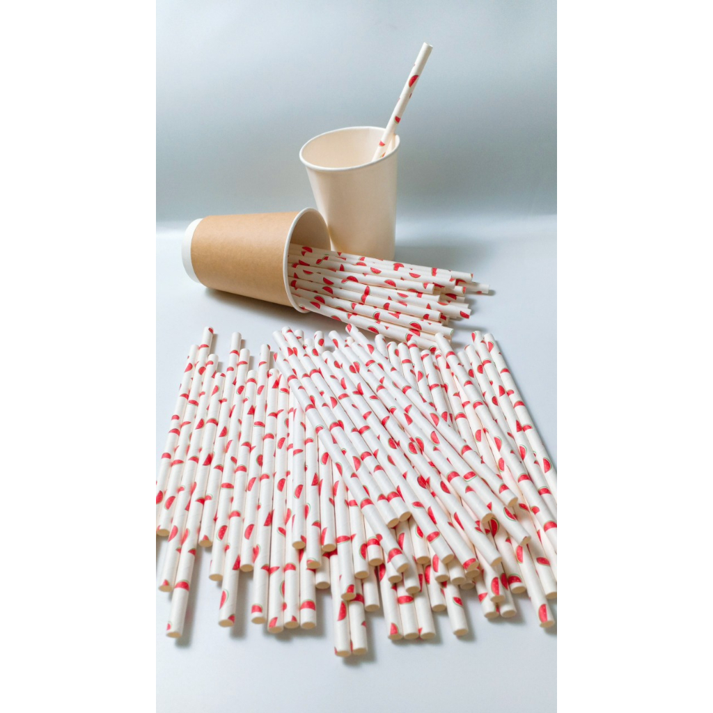 100 ống hút giấy phi 8 uống sinh tố, trân châu nhỏ, thạch cafe, cafe đá xay,...