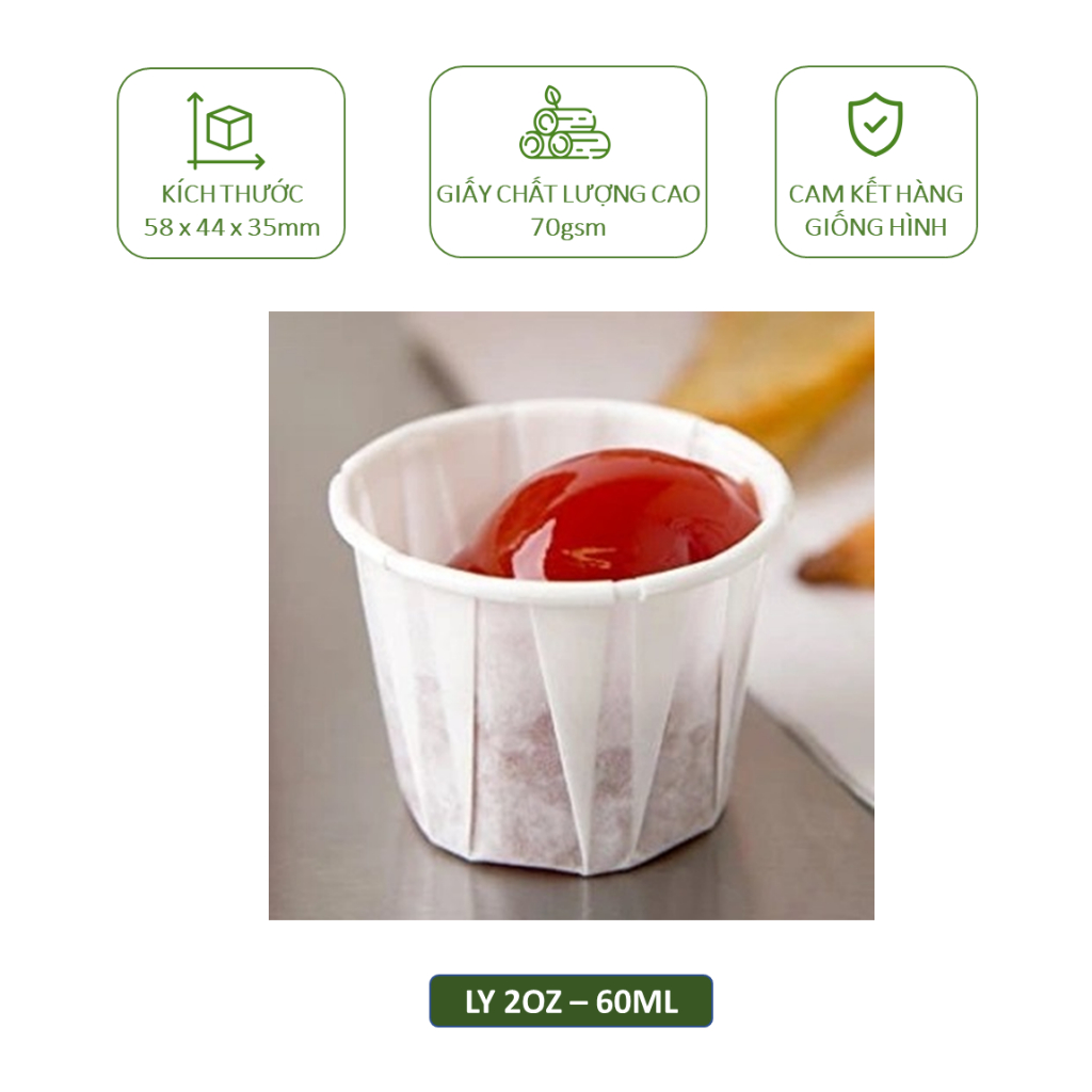 Ly giấy, chén đựng sốt (sauce) 1oz - 30ml, 2oz - 60ml, giấy cao cấp 70gsm (10-50 cái)