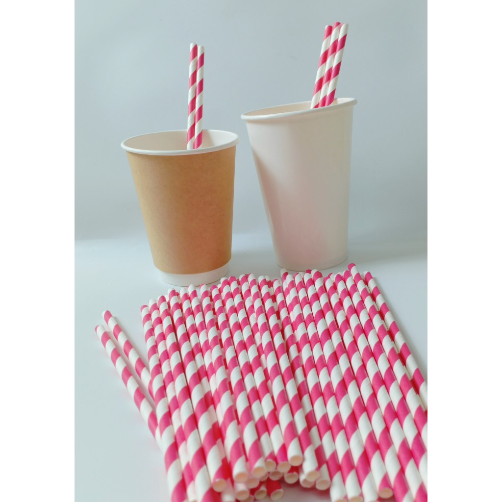 100 ống hút giấy phi 8 uống sinh tố, trân châu nhỏ, thạch cafe, cafe đá xay,...