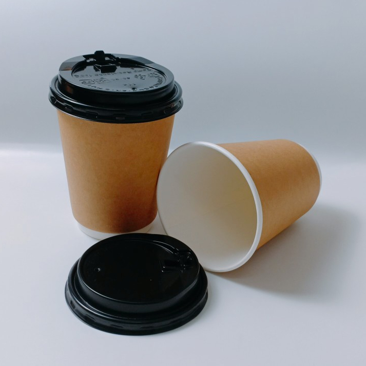 50 ly giấy kraft có nắp,2 lớp 1PE 260ml - 9oz, 360ml - 12oz, 500ml - 16oz chịu nhiệt dùng 1 lần