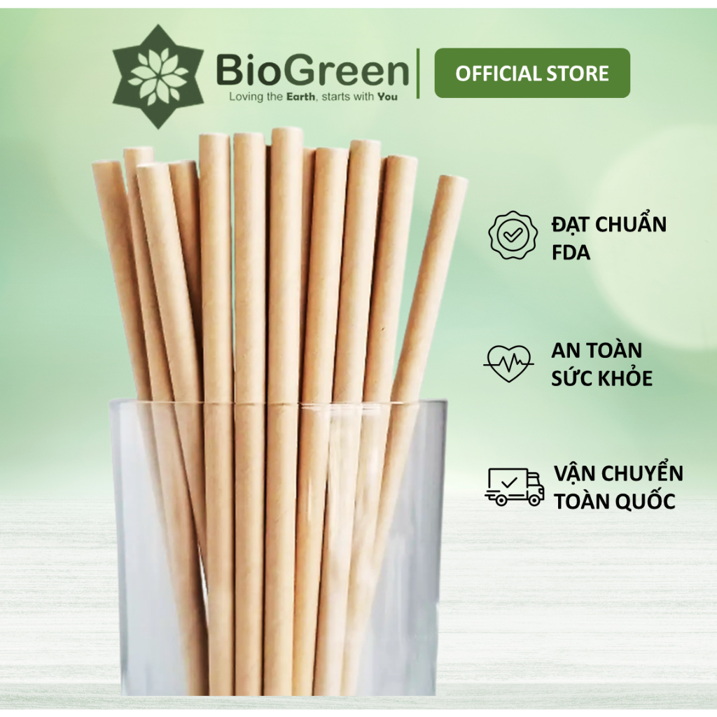 100 ống hút giấy 3 lớp phi 7x197mm,bọc màng,không bọc màng,màu trắng,nâu kraft, Giáng Sinh Noel