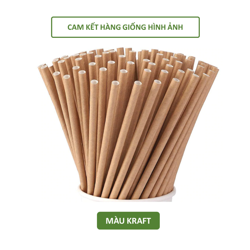 100 ống hút giấy 3 lớp phi 7x197mm,bọc màng,không bọc màng,màu trắng,nâu kraft, Giáng Sinh Noel