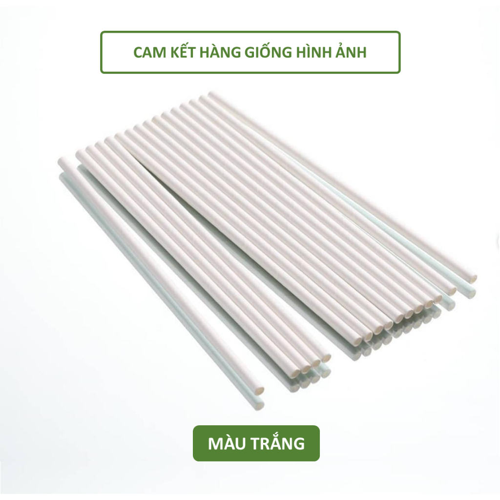 100 ống hút giấy 3 lớp phi 7x197mm,bọc màng,không bọc màng,màu trắng,nâu kraft, Giáng Sinh Noel