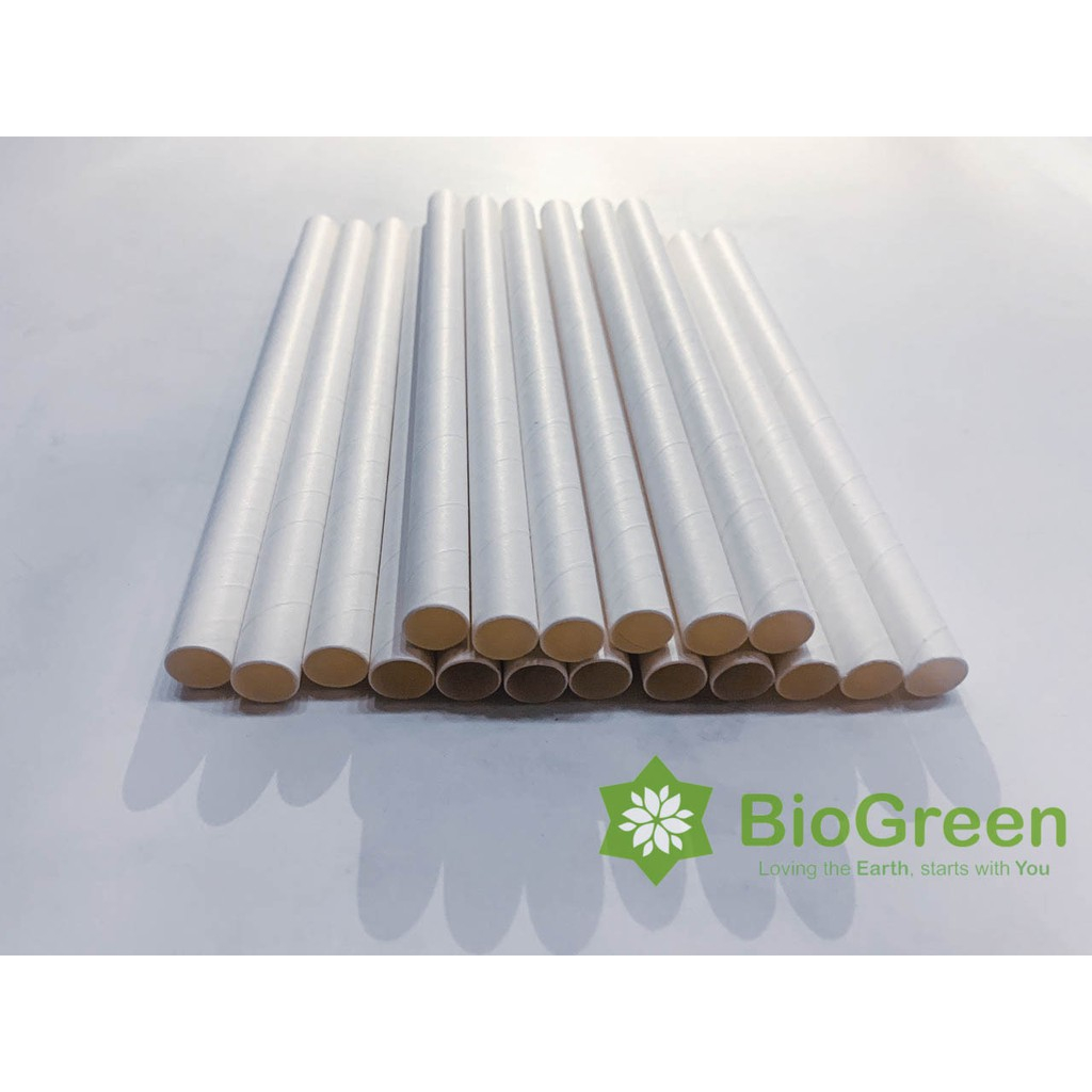 100 ống hút giấy 3 lớp phi 6 x 197mm, bọc màng, không bọc màng, màu trắng,nâu kraft,party Giáng Sinh