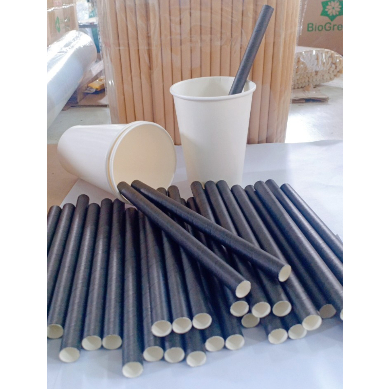 50 ống hút giấy phi 10, phi 12 uống trà sữa trân châu, sinh tố