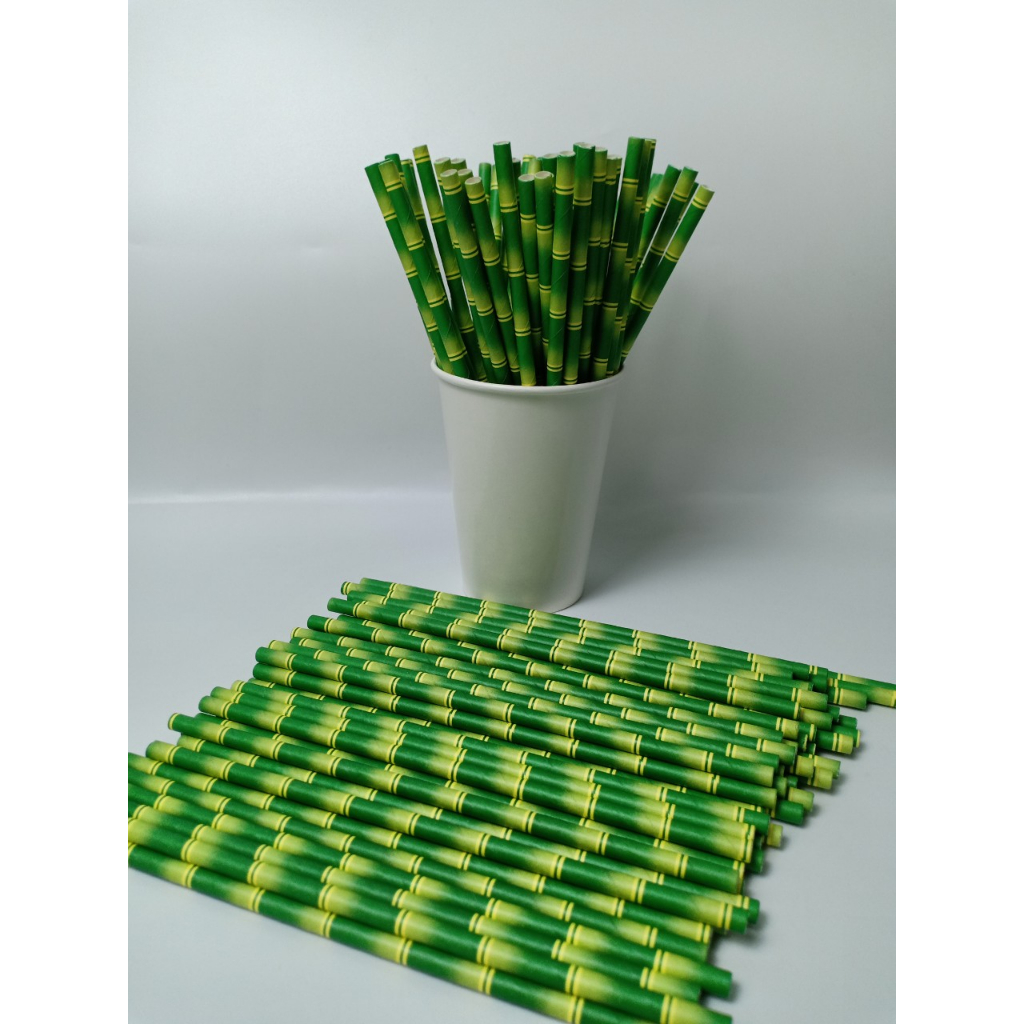 100 ống hút giấy 3 lớp phi 6 x 197mm, họa tiết, party, Noel, nhiều màu, theo mùa