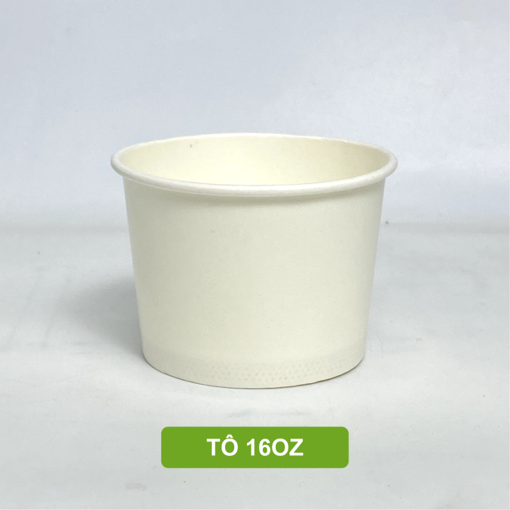 50 tô giấy trắng (260gsm) 12oz - 360ml, 16oz -450ml, 32oz-946ML dùng một lần có nắp, đựng kem, cháo
