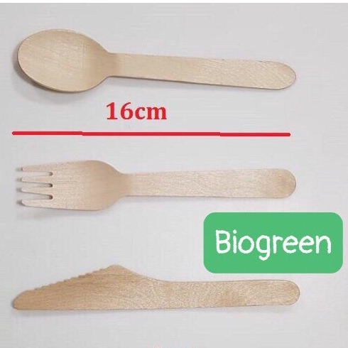 100 thìa muỗng/ nĩa/ dao gỗ xuất khẩu Nhật dùng 1 lần dài 16cm/ 11cm dùng ăn kem, bánh kem, cafe