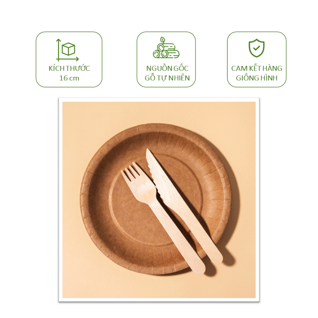 100 thìa muỗng/ nĩa/ dao gỗ xuất khẩu Nhật dùng 1 lần dài 16cm/ 11cm dùng ăn kem, bánh kem, cafe