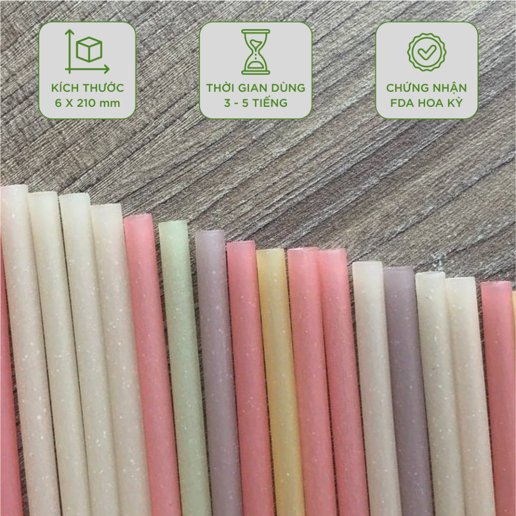 100 Ống hút gạo phi 6 x 200mm nhiều màu sắt dùng cho nhà hàng cà phê