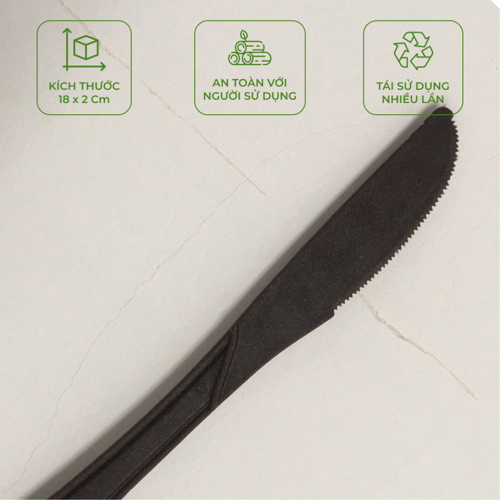 Túi 100 Dao / Muỗng /Nĩa làm từ bã cà phê- Bio coffee tái sử dụng nhiều lần cho tiệc tùng, dã ngoại