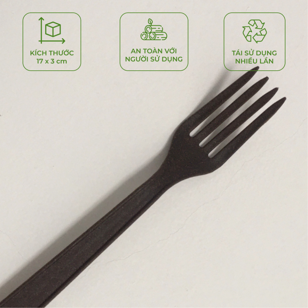 Túi 100 Dao / Muỗng /Nĩa làm từ bã cà phê- Bio coffee tái sử dụng nhiều lần cho tiệc tùng, dã ngoại