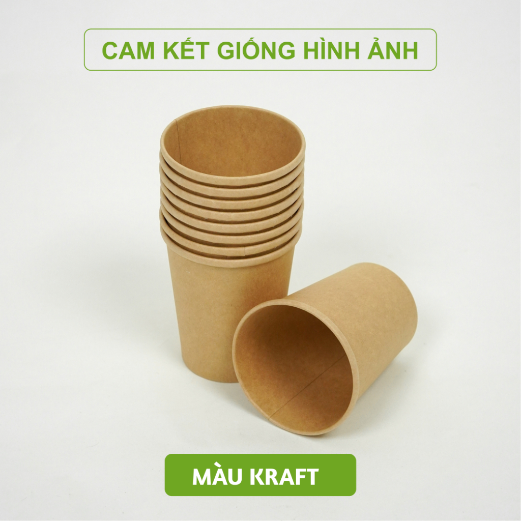 Giá sỉ thùng 1000 Ly/cốc giấy 230gsm cao cấp 195ml - 6.5oz màu trắng, kraft,ly văn phòng chịu nhiệt