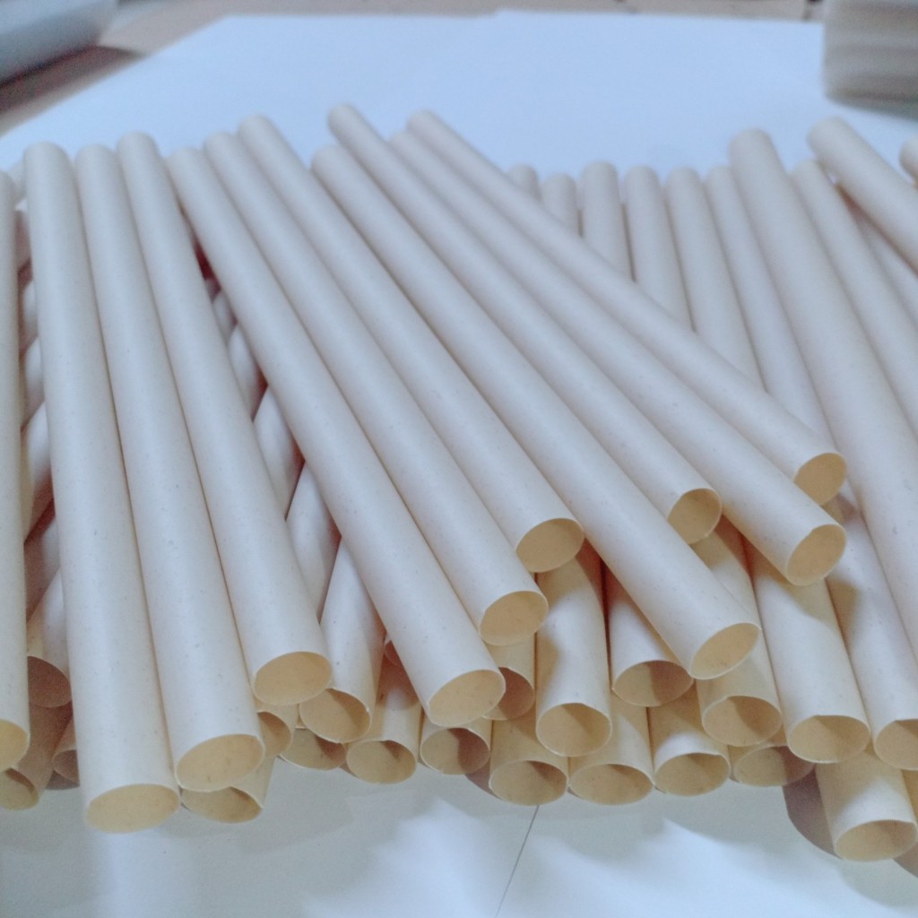 50 ỐNG HÚT BÃ MÍA/ VỎ TRẤU PHI 12 KHÔNG PE size trà sữa-không tan trong nước thân thiện môi trường.