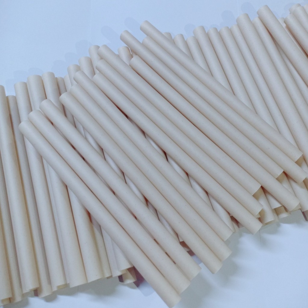 50 ỐNG HÚT BÃ MÍA/ VỎ TRẤU PHI 12 KHÔNG PE size trà sữa-không tan trong nước thân thiện môi trường.