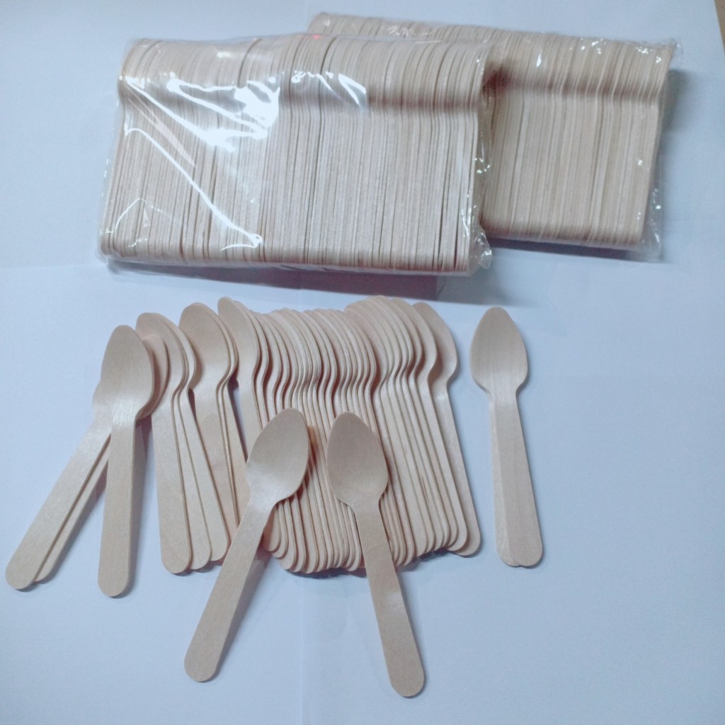 100 thìa muỗng/ nĩa/ dao gỗ xuất khẩu Nhật dùng 1 lần dài 16cm/ 11cm dùng ăn kem, bánh kem, cafe