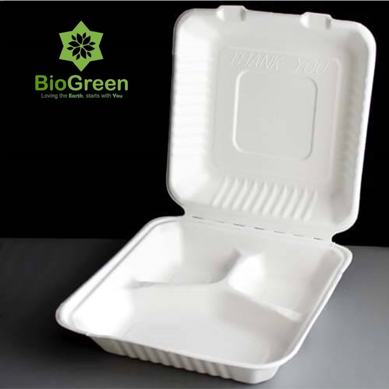 50 hộp bã mía 1 ngăn 600ml, 2 ngăn 950ml, 3 ngăn 1000ml hộp bento đựng thức ăn mang đi