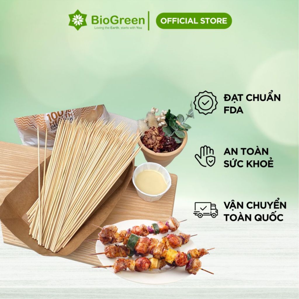 Bịch 500gr Tăm Tre Xiên Thịt Nướng, xúc xích, cá viên chiên, khoai tây lốc xoáy dài 20cm