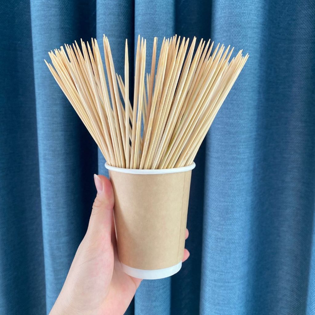 Bịch 500gr Tăm Tre Xiên Thịt Nướng, xúc xích, cá viên chiên, khoai tây lốc xoáy dài 20cm