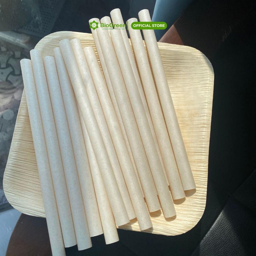 50 ỐNG HÚT BÃ MÍA/ VỎ TRẤU PHI 12 KHÔNG PE size trà sữa-không tan trong nước thân thiện môi trường.