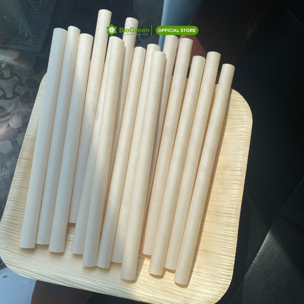 50 ỐNG HÚT BÃ MÍA/ VỎ TRẤU PHI 12 KHÔNG PE size trà sữa-không tan trong nước thân thiện môi trường.