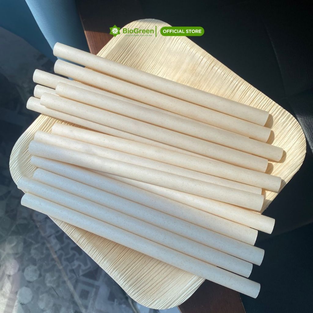 50 ỐNG HÚT BÃ MÍA/ VỎ TRẤU PHI 12 KHÔNG PE size trà sữa-không tan trong nước thân thiện môi trường.