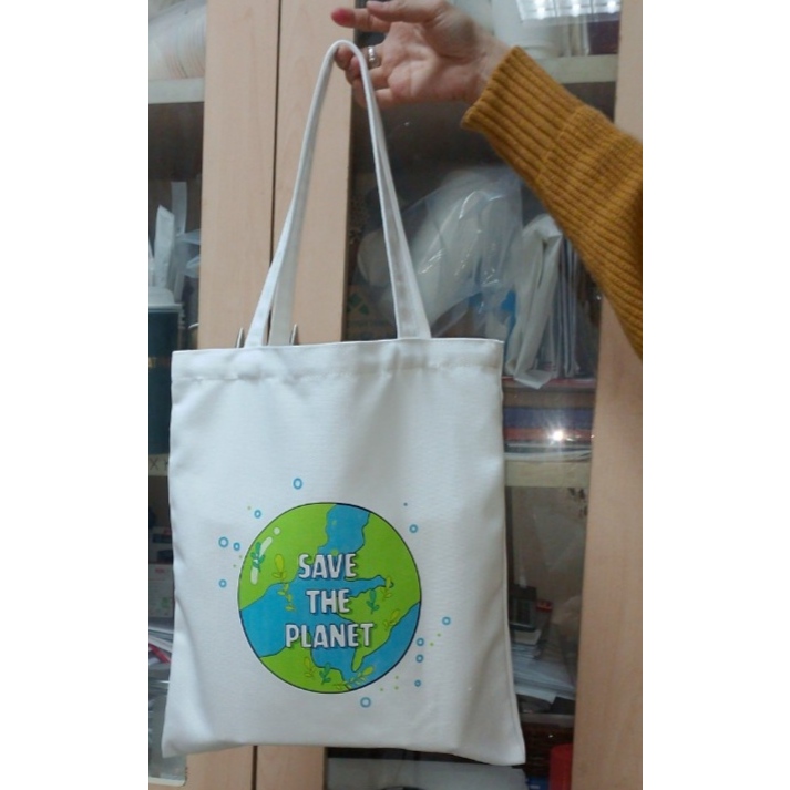 Túi tote canvas 33x38cm, màu trắng ngà tự nhiên, thân thiện môi trường