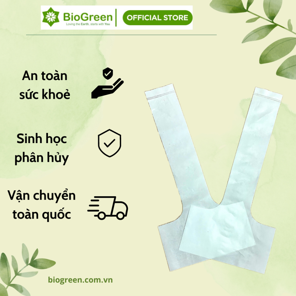 1kg túi chữ T sinh học Biogreen bảo vệ môi trường giành cho cà phê mang đi.
