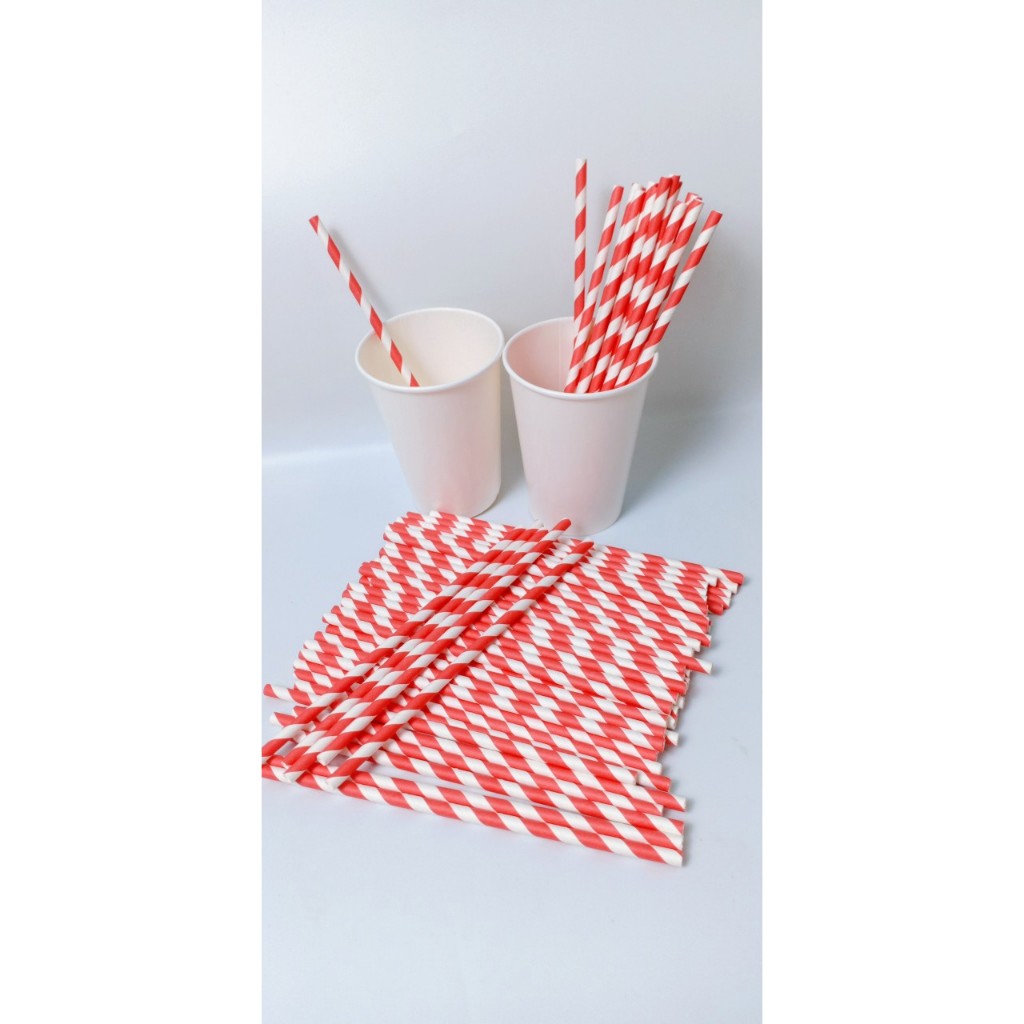 100 ống hút giấy 3 lớp phi 6 x 197mm, họa tiết, party, Noel, nhiều màu, theo mùa