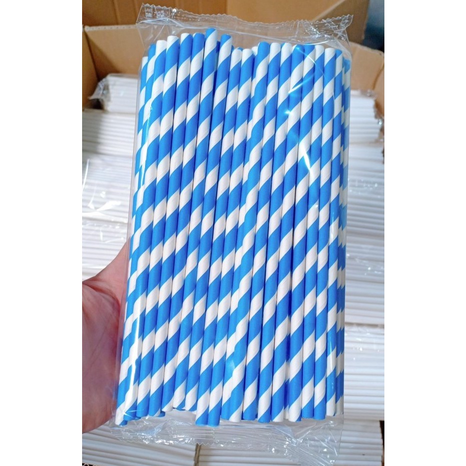 100 ống hút giấy 3 lớp phi 6 x 197mm, họa tiết, party, Noel, nhiều màu, theo mùa