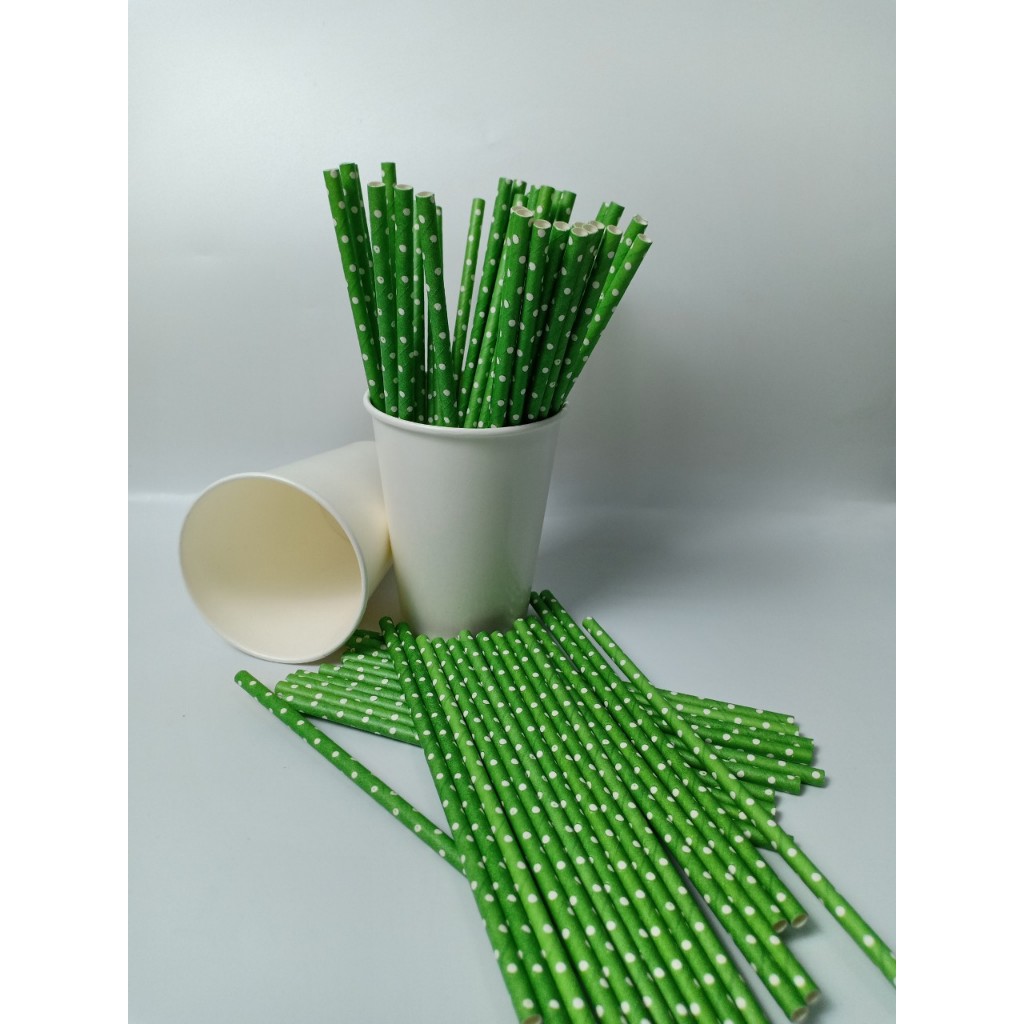 100 ống hút giấy 3 lớp phi 6 x 197mm, họa tiết, party, Noel, nhiều màu, theo mùa