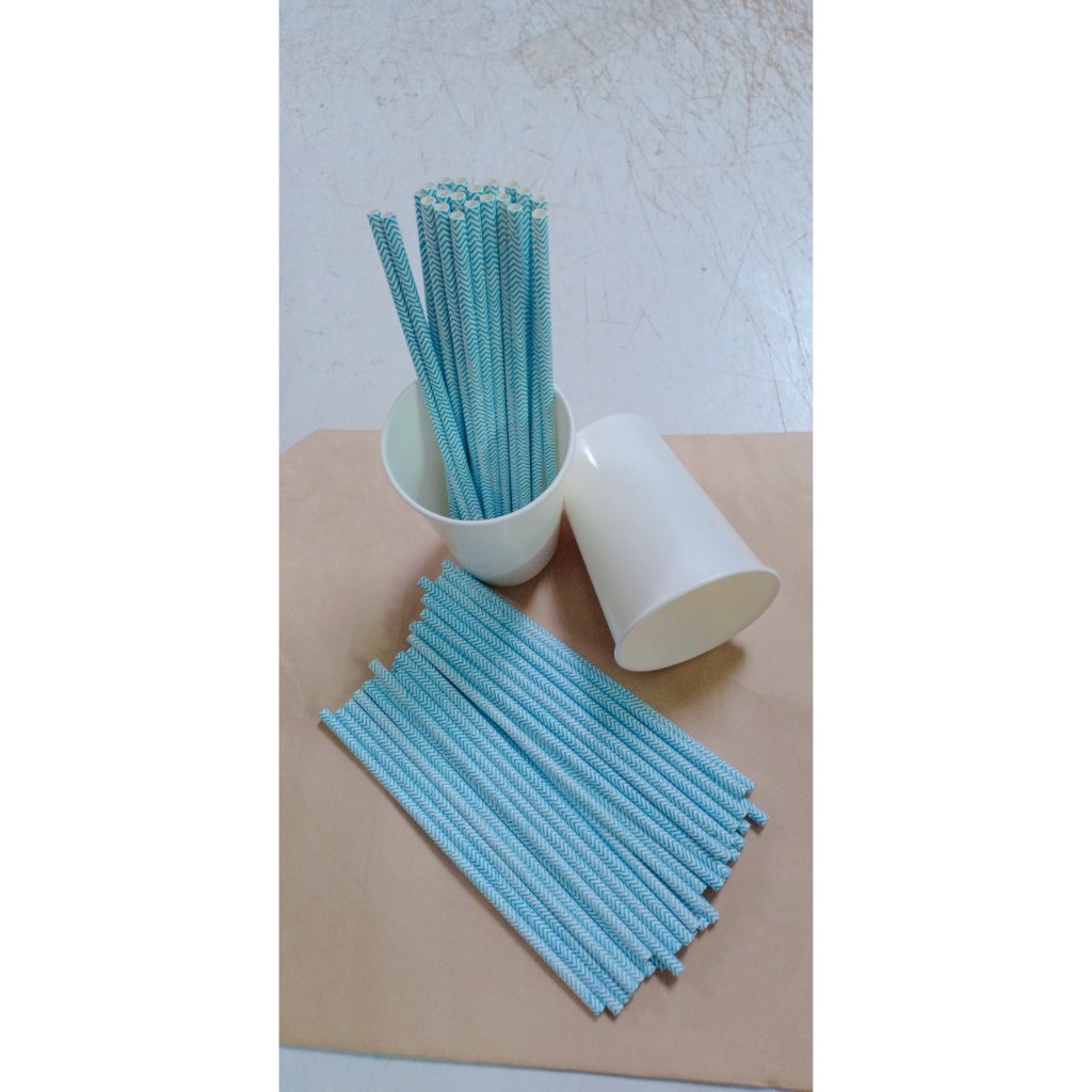 100 ống hút giấy 3 lớp phi 6 x 197mm, họa tiết, party, Noel, nhiều màu, theo mùa