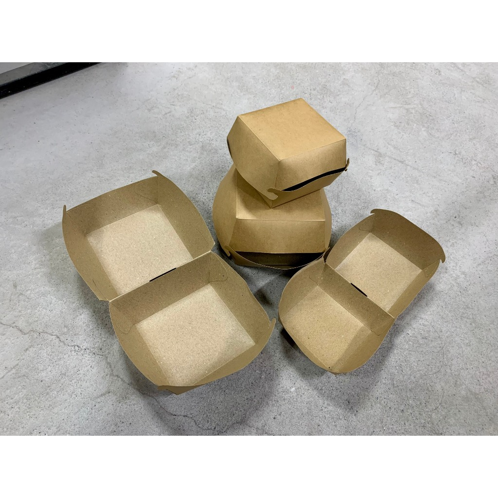 10 hộp giấy kraft vuông 800ml  1500ml đựng hamburger, bánh kem, bento cake,....