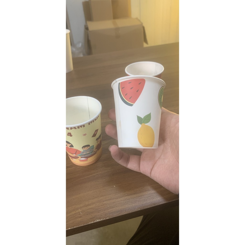 Thùng 300 Ly/cốc giấy 230gsm cao cấp 195ml - 6.5oz màu trắng,nâu kraft, ly giấy văn phòng chịu nhiệt